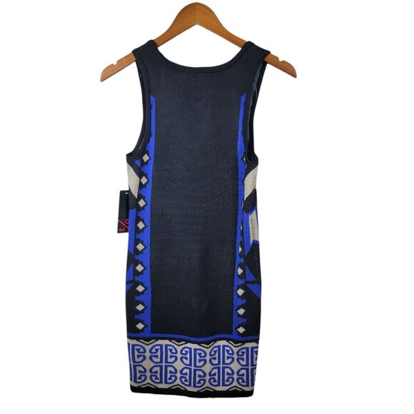 NEW TO Sweater Dress size Small Knit Black Blue Geometric party Sleeveless - Picture 4 of 7